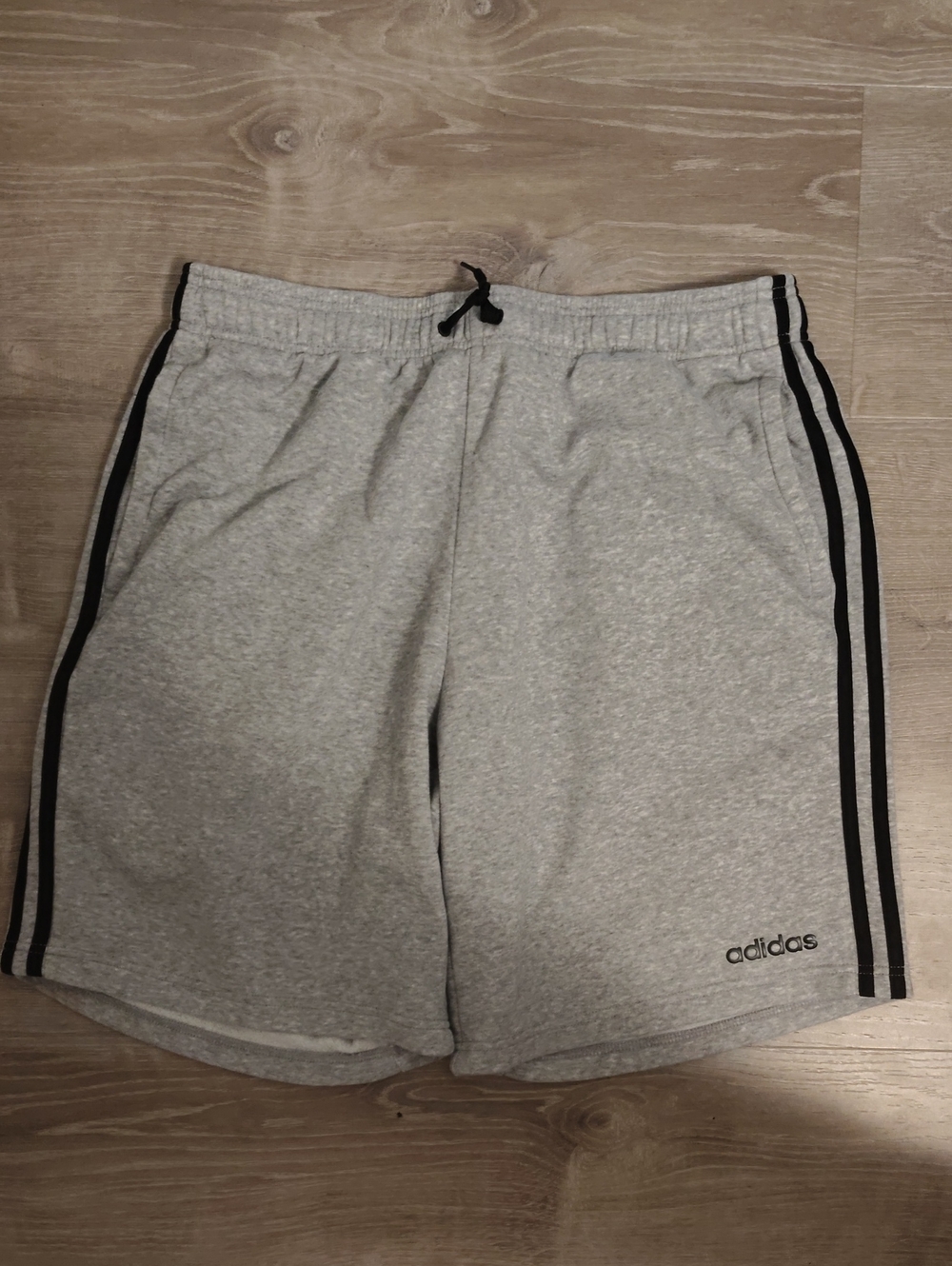 adidas Men’s Light Gray Athletic Shorts with Black Side Stripes